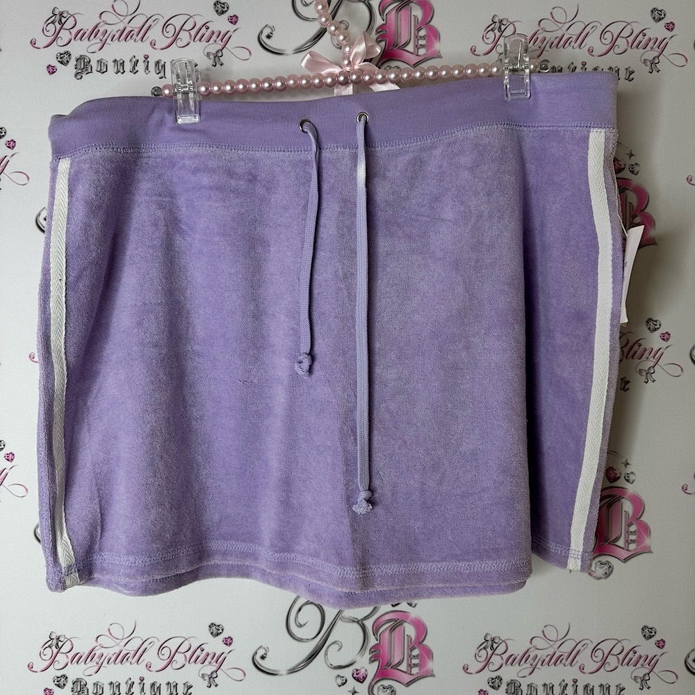 Basix USA skirt towel mini Lavender Terry Cloth Skirt with White Stripes